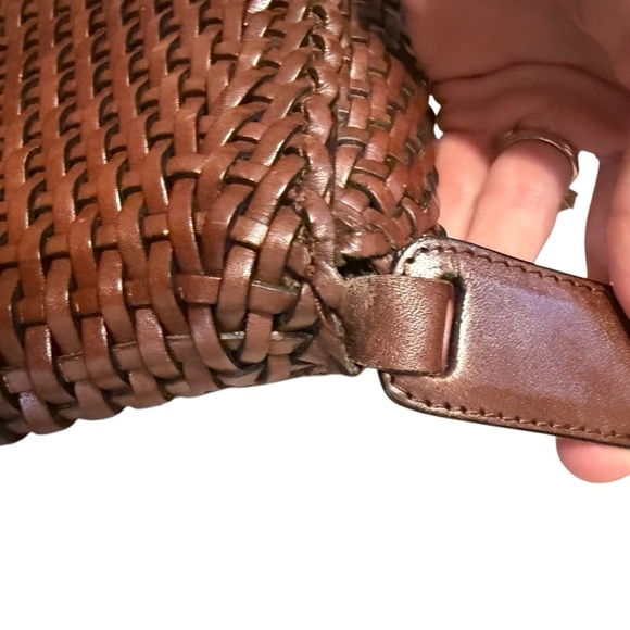 Talbots Leather Woven Crossbody Shoulder Bag Mahogany Brown Vintage - Picture 9 of 10